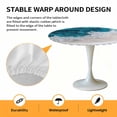 thumbnail image 6 of Ombre Blue White Wave Elastic Fitted Round Table Cover Beach Oil Painting Waterproof Outdoor Tablecloth for Holiday Party, Picnic, Patio & Dining Fits Tables Up to 45"-54", 6 of 8