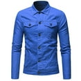 thumbnail image 2 of Tawop Jacket Men Denim Long Sleeve Hoodless Pockets Solid Mens Gift,Blue,L, 2 of 4