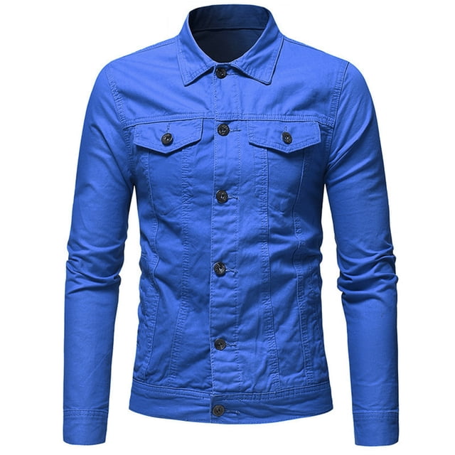 Birdeem Mens Lapel Slimfit Solid Color Pocket Button Long Sleeve Jacket