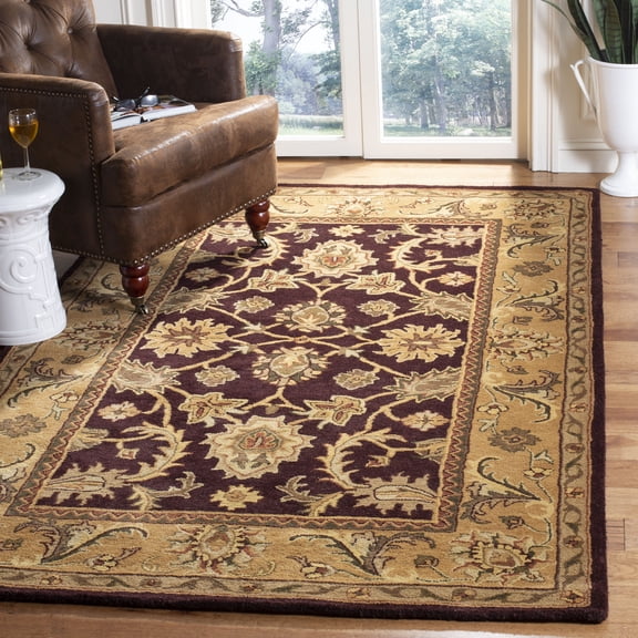 SAFAVIEH Classic Karolina Oriental Wool Area Rug, Dark Plum/Gold, 2'3" x 4'