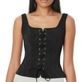 thumbnail image 2 of Corset Tops for Women Medieval Front Lace Up Slim Fit Tank Vest Performance Solid Color Bustier Corset Shapewear Black L, 2 of 5
