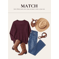 thumbnail image 5 of Eytino Ladies Sweaters Bow Ribbed Knit Crew Neck Long Sleeve Fall Pullover Top, 5 of 11