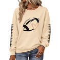 thumbnail image 6 of Weikingp Football Sweatshirts Letter Graphic Print Tops Plus Size Shirt Long Sleeve Pullover Tops Sweatshirts for Women Loose Fit Long Sleeve Sweatshirt Funny Sweatshirt Mom Sweatshirt Beige L, 6 of 6