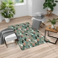 thumbnail image 1 of Geometric Turkish Area Rug, Raindrops Doodle Style Creative Leaf Shaped Colorful Girls Theme, Soft Carpet for Living Room Decor with Distressed Look, 6.6' X 9.6', Salmon, by Ambesonne, 1 of 4