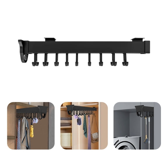 End Tables, Storage Rack, Pull Out Broom Holder, 51cm Slide-Out Hanging Rack, Double Track Design, Anti-Corrosion, Rustproof, Space Saving 20.08x3.94in, Wall Cabinet Compatible