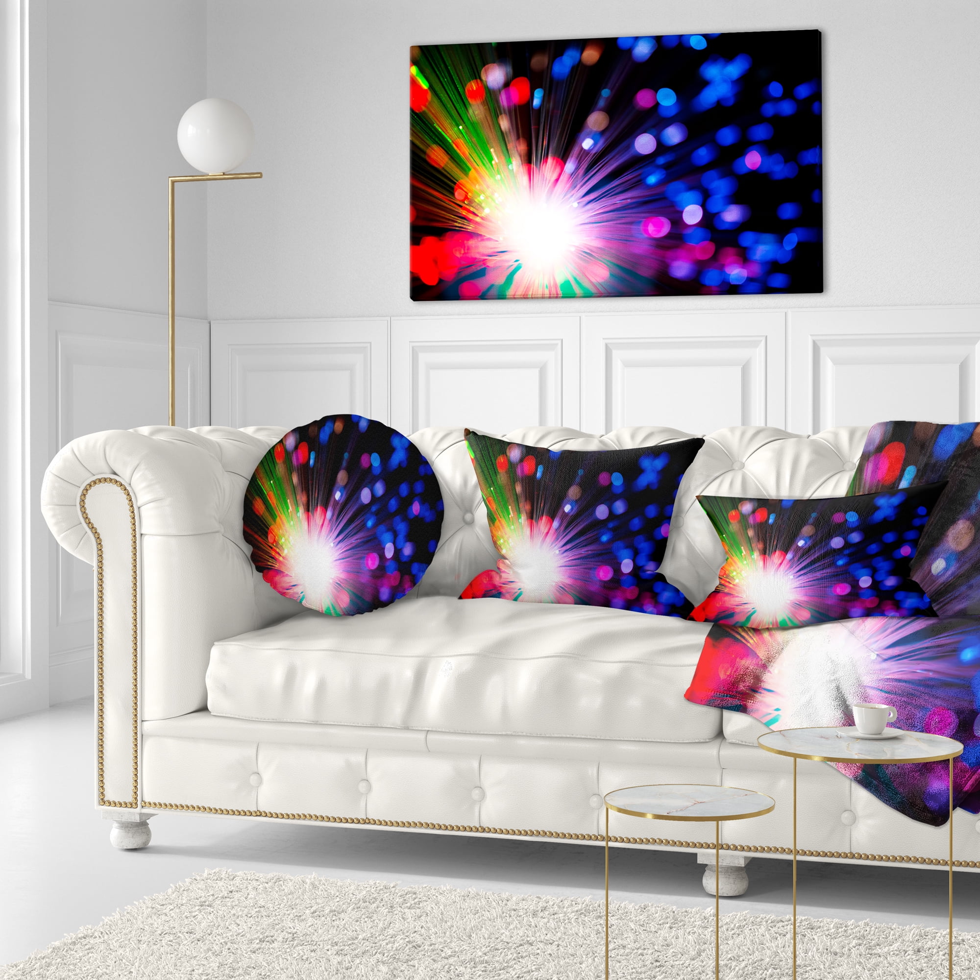 Designart Multicolor Optical Fiber Lighting - Abstract Throw Pillow - 12x20