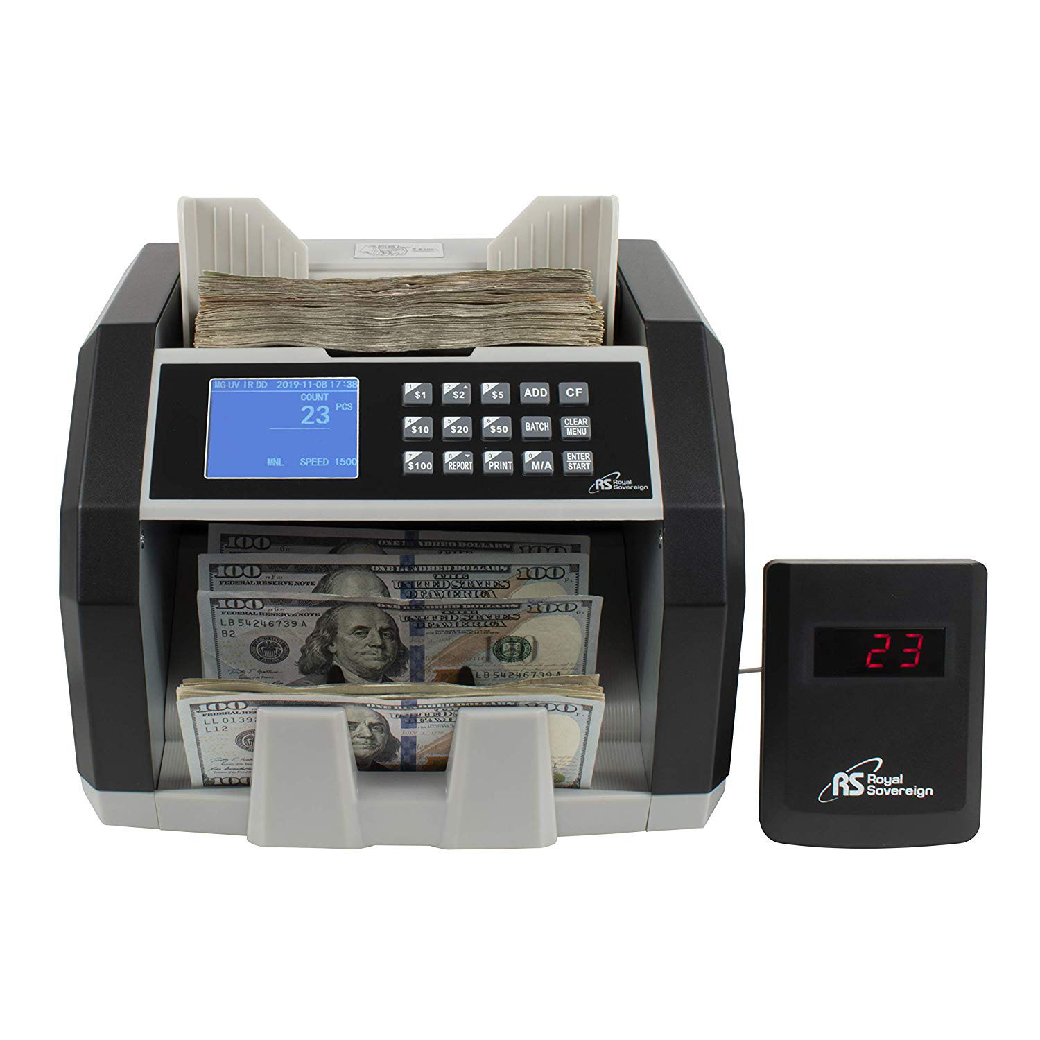 Front Load Bill Counter with 3Phase Counterfeit Detection and Value