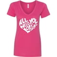 thumbnail image 3 of Inktastic All You Need is Love White Heart Shape Women's V-Neck T-Shirt, 3 of 5