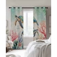 thumbnail image 4 of Coastal Turtle Blackout Curtains for Bedroom Living Room Darkening Curtains 90 Inch Farmhouse Nautical Coral Starfish Seashells Black Out Window Curtain Privacy Window Treatment Drapes 52"x90"x2, 4 of 9