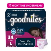 Goodnites Bedwetting Underwear for Girls, L (68-95 lbs), 34 Ct