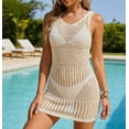 thumbnail image 6 of Amzcrzy Beach Cover Ups for Women Sleeveless Crochet Hollow Out Knit Mini Dress, Sheer Tassel Bathing Suit Cover Up for Women for Vacation Pool Party 2026, 6 of 9