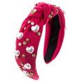 thumbnail image 2 of Minjewel Valentine's Day Heart & Pearl Wide Brim Headband for Women, Trendy Elegant Hair Accessory, Valentine Party Wedding & Special Occasions,A, 2 of 3