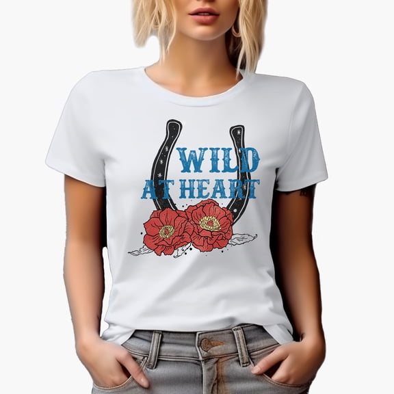 Wild at Heart, Retro Western Desert Themed Art Merch Gift, White T-Shirt, Small