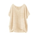 thumbnail image 2 of Linen Tops Women Boho Peasant Gauze Blouses V Neck 3/4 Sleeve Blouse Gauze Shirts For Women Gauze Shirts Flowy Tops For Women Loose Fit Tee Shirt Women Womens Gauze Tops Beige2 M, 2 of 5