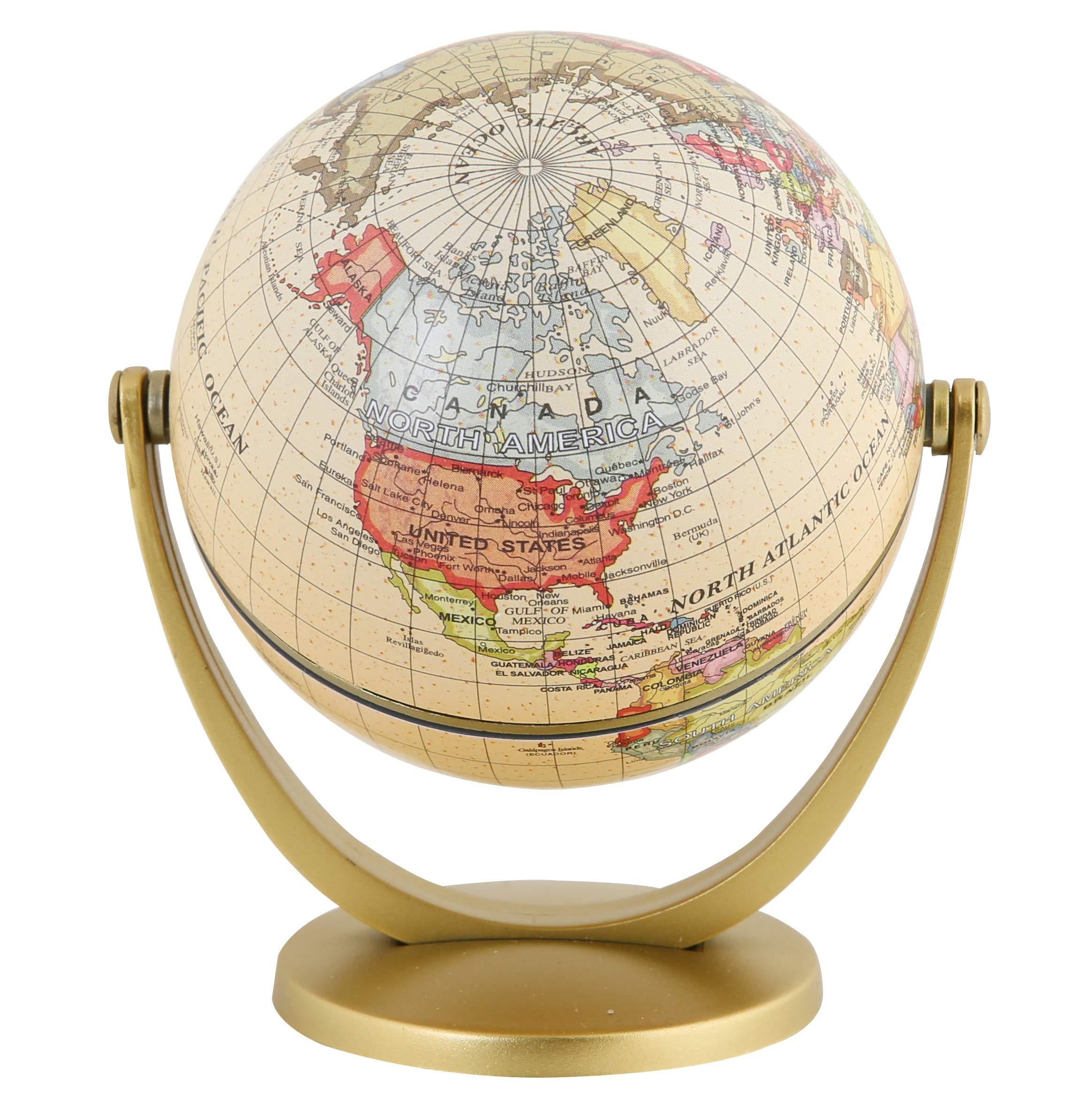 Exerz Mini Antique Globe 4inch / 10 cm Swivels in All Directions