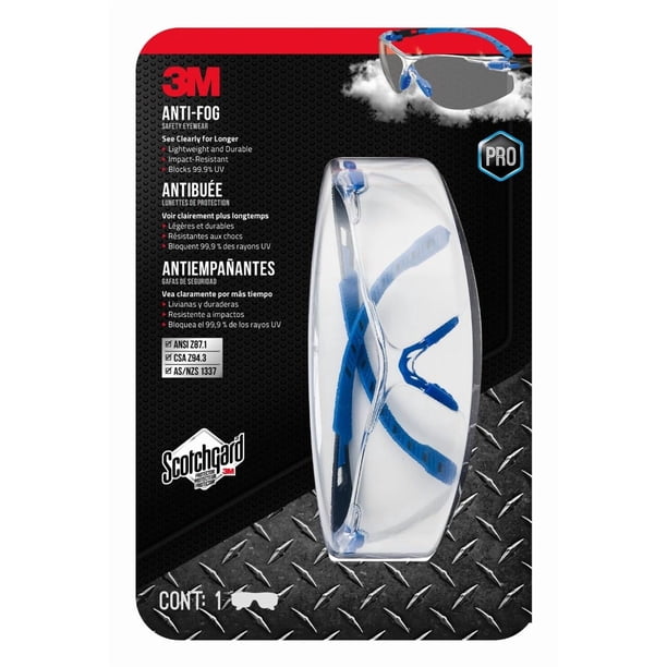 Gafas antivaho 3M con protector Scotchgard, color negro y azul