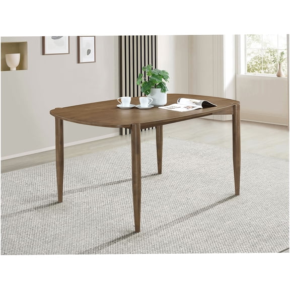 Walnut Solid Wood Dining Table for 6, Modern Farmhouse Kitchen Table with Tapered Legs, Rectangular Dining Room Table