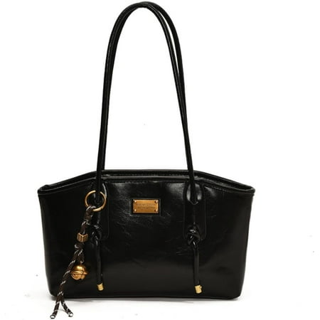 Baguery Women's Autumn Vintage Leather Shoulder Bag - Small Trendy Hobo Purse, Decorative Bell Charm (4 Colors)
