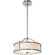 Photo 1 of 3 Light Pendant Lighting Drum Pendant Light with Fabric Shade and Glass Diffuser in Brushed Nickel, Classic Convertible Drum Chandelier for Living & Dinning Room