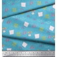 thumbnail image 2 of Soimoi Blue Georgette Viscose Fabric Heart & Love Text Print Sewing Fabric Yard 42 Inch Wide, 2 of 3