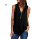 thumbnail image 2 of Jumpingount Tops de otoño para mujer, camisa informal de poliéster con cremallera, ropa holgada de moda, blusa de gasa con cuello en V de Color sólido Prendas para la parte del cuerpo Negro M Jumpingount AP008956-06, 2 of 6