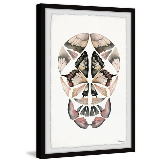 Parvez Taj "Kaleidoscope Butterfly Skull II" Framed Painting Print