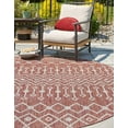 thumbnail image 3 of Outdoor Trellis Collection Area Rug - Tribal Trellis (5' 3" Round, Rust Red/ Ivory), 3 of 10