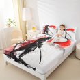thumbnail image 4 of Manfei Kids Japanese Samurai Queen Sheet Sets, Watercolor Ink Art Flat Sheet, Ancient Tokyo Scenery Queen Fitted Sheet, Luxury Bedroom Decor, 4 Pieces, 4 of 7