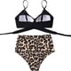 thumbnail image 3 of Traje de baño de dos piezas para mujer/adolescente, con cuello halter fruncido, bikini de cintura alta, traje de baño con espalda ajustable y teñido anudado., 3 of 8