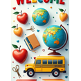 thumbnail image 4 of Welcome Back to School Banner Classroom Backdrop Educational Decor School Supplies Kids Party Decoration Photo Background Library Event Signs Apples School Bus Props, 4 of 4