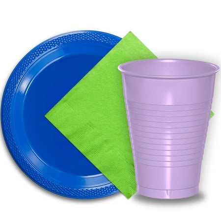 Lavender And Linen 50 Dark Blue Plastic Plates (9