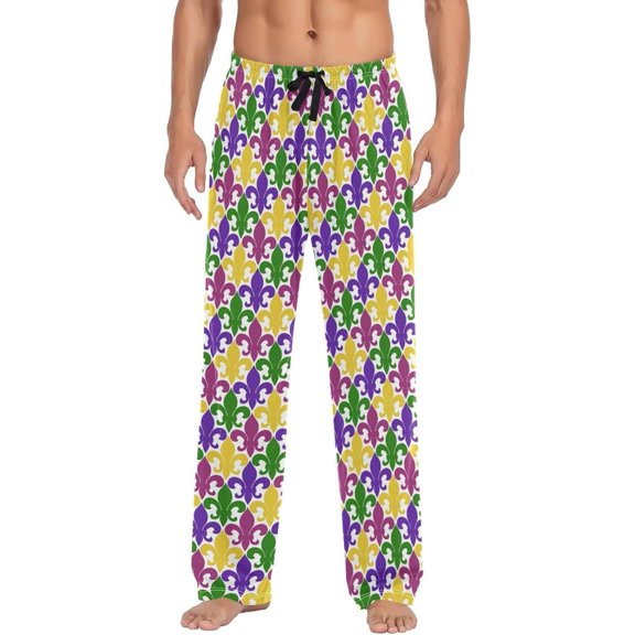 GZHJMY Mardi Gras Pajama Pants for Men, Lounge Pants Lightweight Men Pajama Bottoms with Drawstring Pockets, Christmas New Year Birthday Gifts, Large