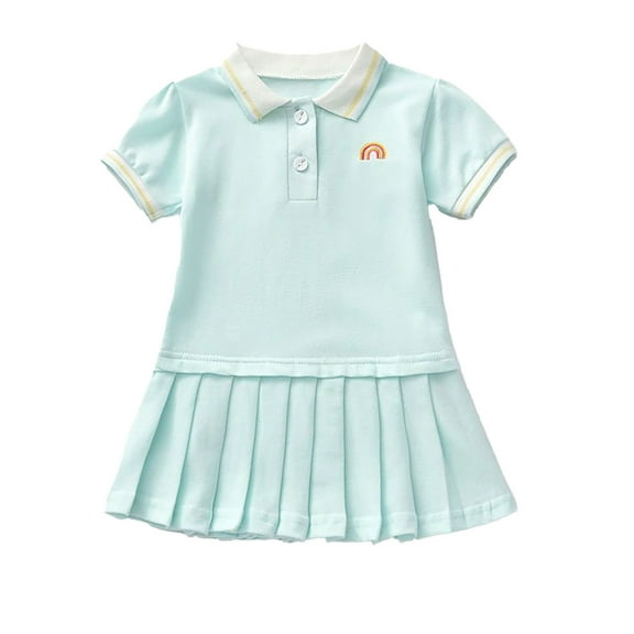 LIUJUNSHOP Toddler Girls Polo Dress Short Sleeve Golf Tennis Dress A-Line Playwear Sundress Cotton Baby Girls' School Uniform Green 12-18 Months