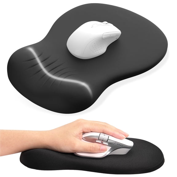 TECKNET BASICS Ergonomic Mouse Pad with Wrist Rest, Memory Foam Support, Smooth Non-Slip Base for Laptop/PC, Pain Relief for Home Office Gaming, Black