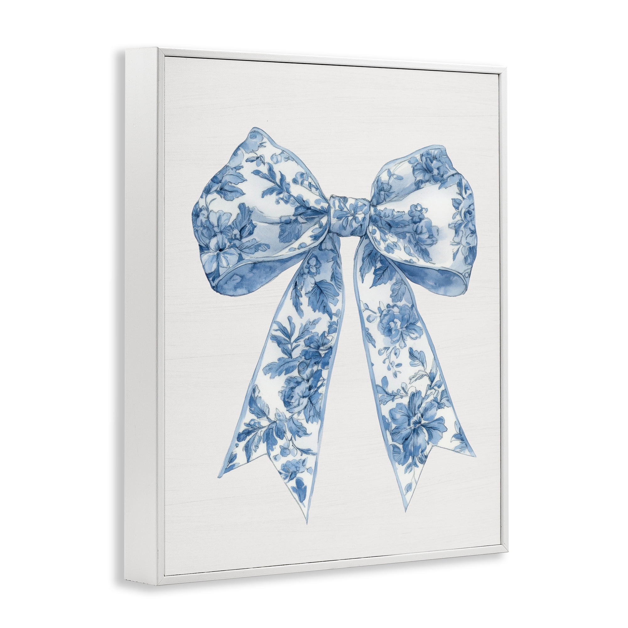 Soft Delicate Toile Bow White Framed Giclee Art, design by Lettered and Lined