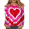 thumbnail image 6 of Guluxicc Womens Long Sleeve T Shirts Casual Valentines Day Graphic Print Tops, Pink, 2XL, 6 of 7
