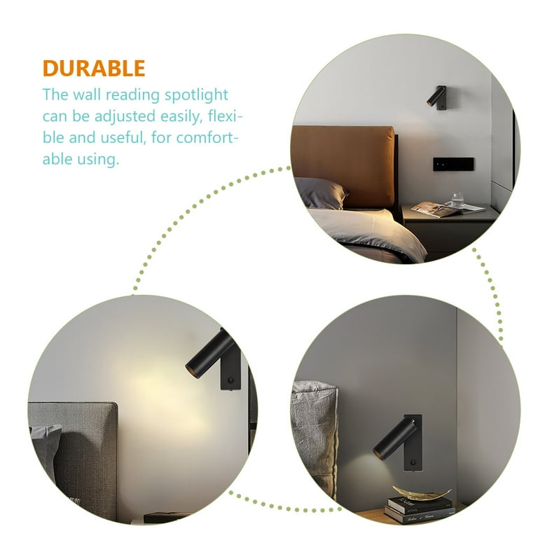 Set of 3 LED Reading Light Wall Bedside Spotlight Swivel Wall