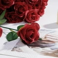 thumbnail image 3 of 10 Pcs Fake Roses Artificial Flowers with Long Stems, 15'' Black Faux Silk Roses Bouquet for Floral Arrangement Wedding Centerpiece Party Home HalloweenDecorations, 3 of 5