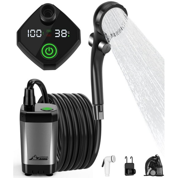Ducha portátil WADEO, recargable, para acampar, 6000 mAh