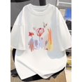 thumbnail image 1 of 1pc Men'S Cotton T-Shirt, Abstract Floral Print, Casual Round Neck, Summer Short Sleeve Tee, Comfortable Knit Fabric, Unisex Fashion Top, 1 of 8