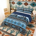 thumbnail image 2 of Erosebridal Rustic Farmhouse Aztec Queen Comforter Set, Western Cowboy Bedding Comforter Set, Blue Black, Navy Reversible 3-Piece, 1 Comforter and 2 Pillowcases, 2 of 6