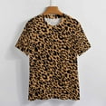 thumbnail image 5 of Women T-Shirt Classic Leopard O Neck T-Shirts Short-Sleeve Trendy Animal Print Design Tshirt Casual Clothing Big Size XL, 5 of 7