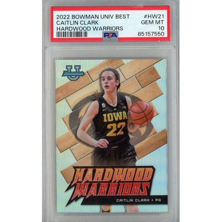 Graded 2022 Bowman Univ Best Caitlin Clark #HW21 Hardwood Warriors Rookie RC Basketball Card PSA 10 Gem Mint