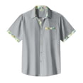 thumbnail image 5 of Lumtrix Men's Short Sleeve Dress Shirts Hawaiian Casual Button Down Shirts Color Block Formal Shirt with Pocket Gray 2XL, 5 of 5