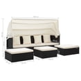thumbnail image 4 of vidaXL Garden Lounge Bed with Roof Black Poly Rattan, 4 of 5