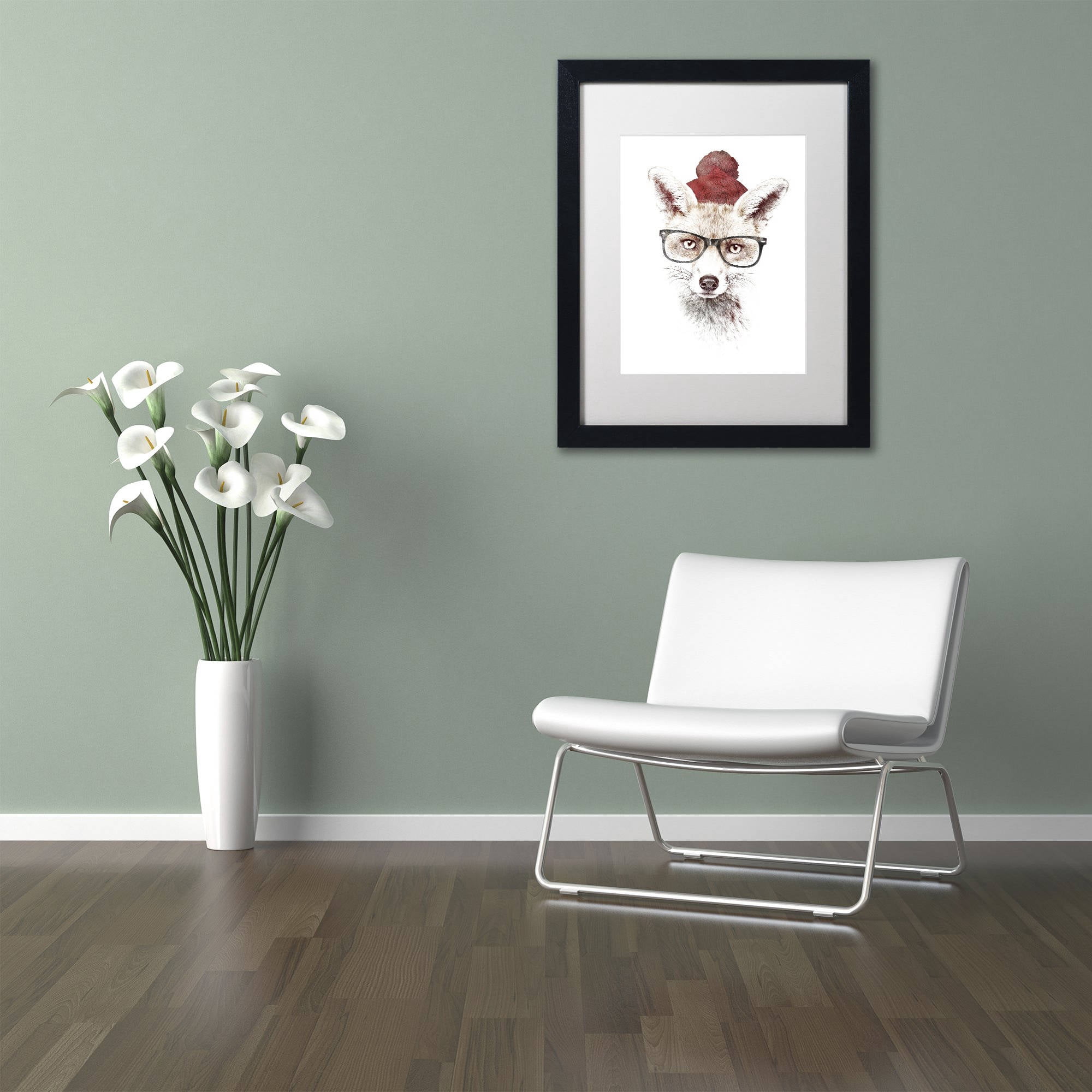 Trademark Fine Art 'It's Pretty Cold Outside' Canvas Art by Robert Farkas, White Matte, Black Frame