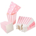thumbnail image 1 of SHISUYAN NUOLUX 48pcs Popcorn Carton Rugby Stripe Wave Dot Pattern Decorative Dinnerware for Birthday Parties / Baby Showers / Graduations (Light Pink), 1 of 8