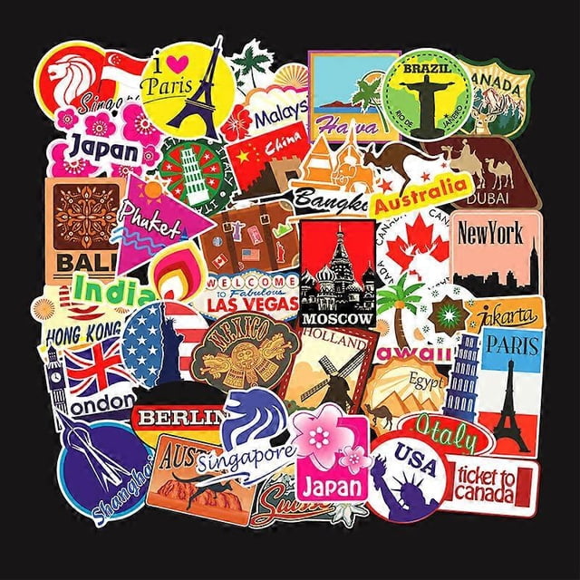 100 stickers, assorted destination colors
