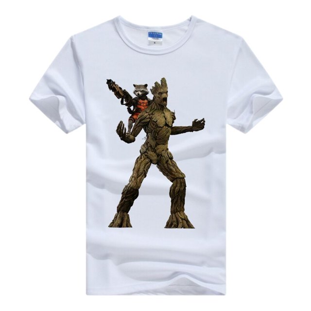 Camiseta con estampado de dibujos animados de Marvel I AM GROOT para mujer, blusa Kawaii de los años 90, camisetas holgadas blancas con cuello redondo, Tops de manga corta para mujer
