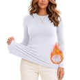 thumbnail image 2 of hotojiny Long Sleeve Shirts for Women Basic Crew Neck Slim Fit Tops Fall Winter Thermal T-Shirts Base Layer Tees(White,X-Large), 2 of 7